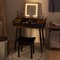 Rustic Brown MDF Pine Wood Vanity Desk with LED Mirror and Stool